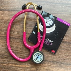 Littmann Classic III Raspberry with rainbow bell and gold metal